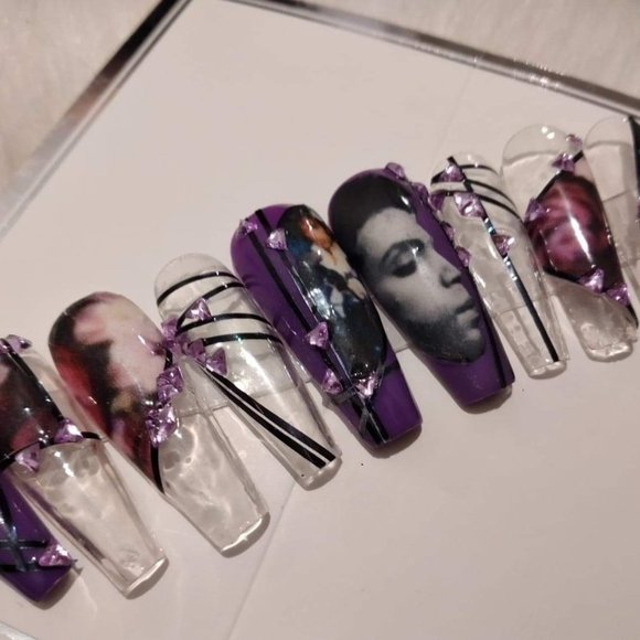 Prince Purple /Clear w purple flowers and gems - Picture 6 of 6